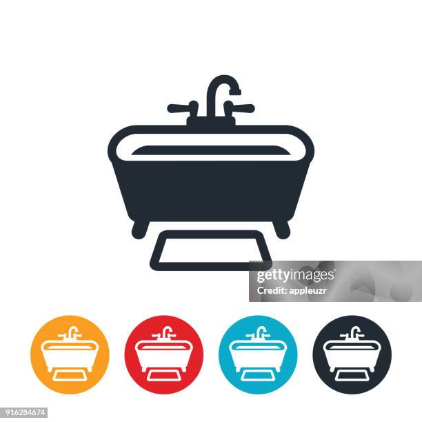 illustrations, cliparts, dessins animés et icônes de icône de baignoire - baignoire-sur-pieds