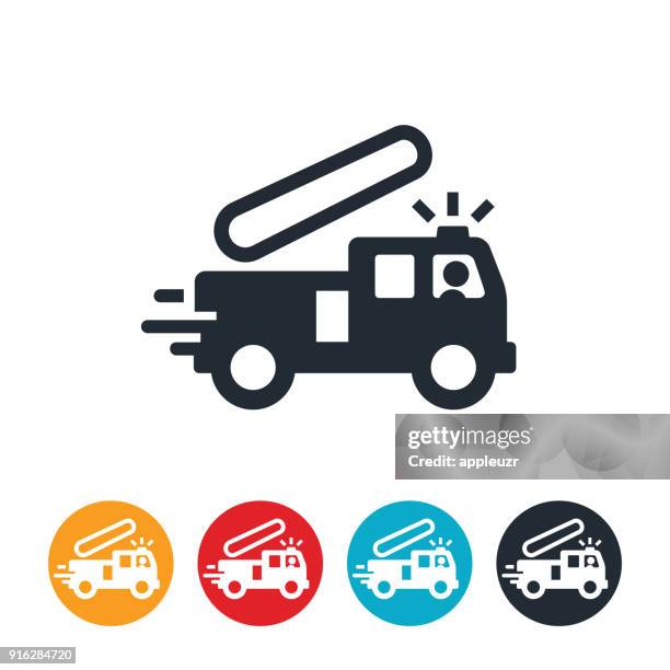 rushing fire engine icon - firetruck stock illustrations