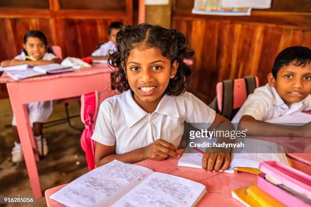 sri lankan school children in classroom - sri lankan culture stock pictures, royalty-free photos & images