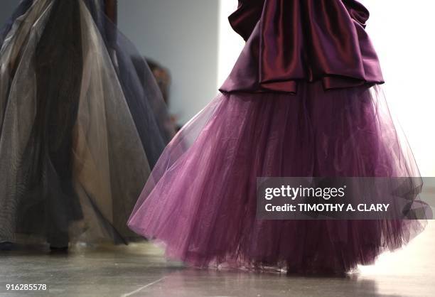 Model displays the fashion of Bibhu Mohapatra during New York Fashion Week in New York February 9, 2018.