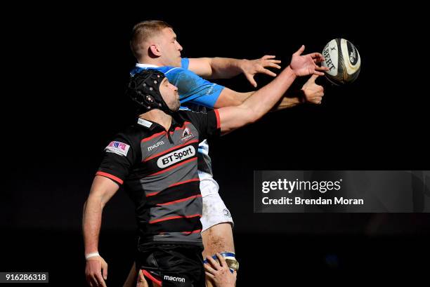 Edinburgh , United Kingdom - 9 February 2018; Ross Molony of Leinster contests a lineout with Fraser McKenzie of Edinburgh during the Guinness PRO14...