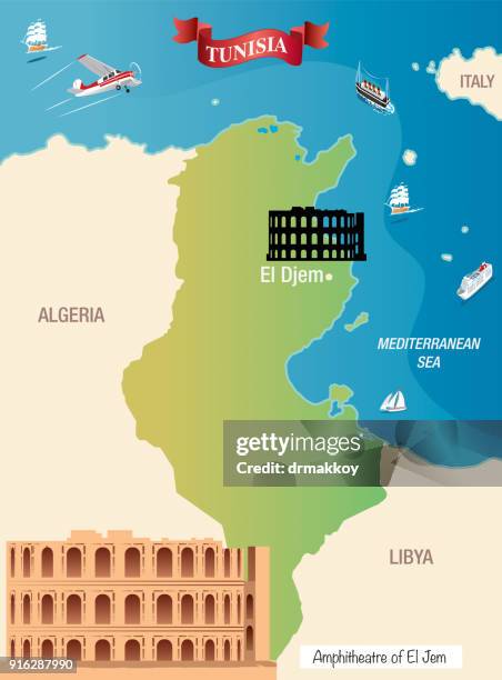 tunisia map - nafta stock illustrations