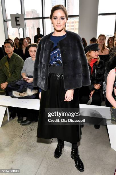 Olivia Palermo attends the Jason Wu front row during New York Fashion Week: The Shows at Gallery I at Spring Studios on February 9, 2018 in New York...