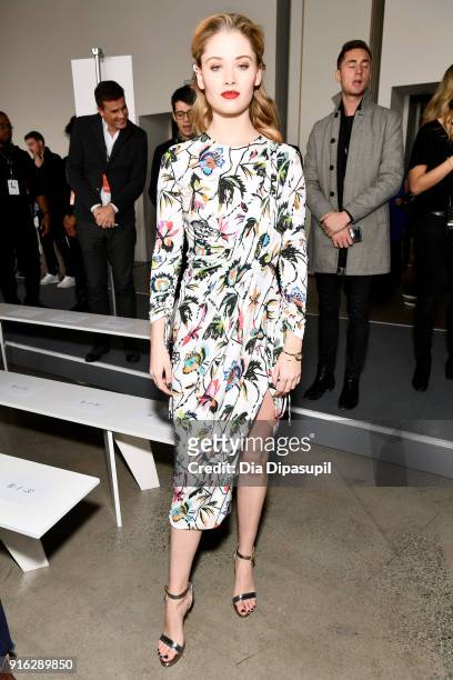 Actor Virginia Gardner attends the Jason Wu front row during New York Fashion Week: The Shows at Gallery I at Spring Studios on February 9, 2018 in...