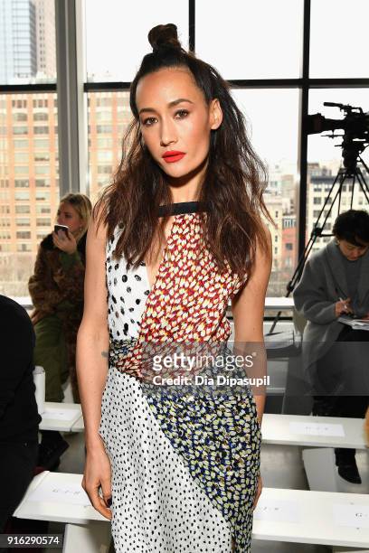 Actor Maggie Q attends the Jason Wu front row during New York Fashion Week: The Shows at Gallery I at Spring Studios on February 9, 2018 in New York...