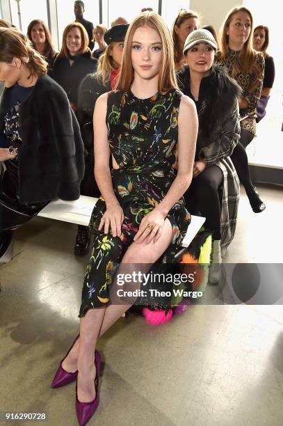 Larsen Thompson attends the Jason Wu front row during New York Fashion Week: The Shows at Gallery I at Spring Studios on February 9, 2018 in New York...