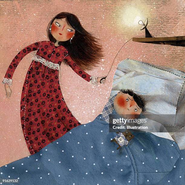 fear of the dark - sleep illustration stock illustrations