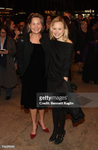 Actors Cherry Jones and Alison Pill attend the Broadway opening night of "The Royal Family" at the Samuel J. Friedman Theatre on October 8, 2009 in...