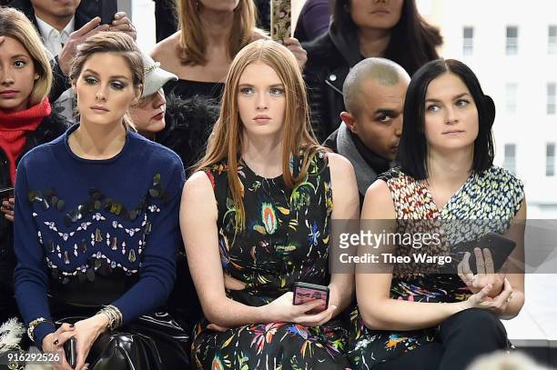 Olivia Palermo, Larsen Thompson, and Leigh Lezark attends the Jason Wu front row during New York Fashion Week: The Shows at Gallery I at Spring...