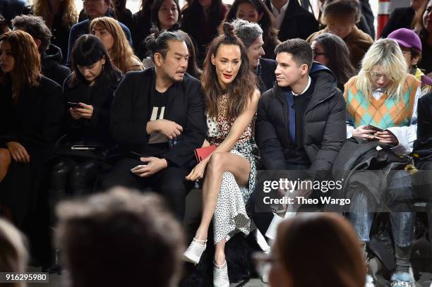 Actor Maggie Q attends the Jason Wu front row during New York Fashion Week: The Shows at Gallery I at Spring Studios on February 9, 2018 in New York...