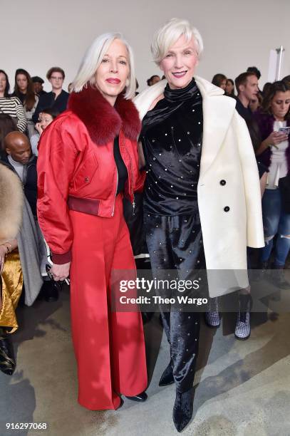 Linda Fargo, senior vice president of the fashion office and store presentation at Bergdorf Goodman and model Maye Musk attend the Jason Wu front row...