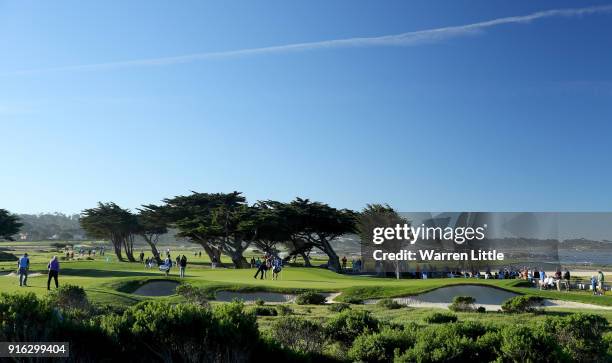 General view of the 11th green during Round Two of the AT&T Pebble Beach Pro-Am at Monterey Peninsula Country Club on February 9, 2018 in Pebble...