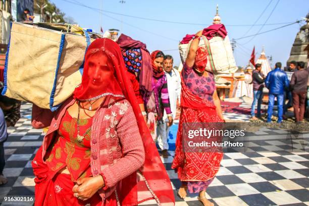 Women visit Har ki Pauri in Haridwar, Uttrakhand, India on 8th Feb ,2018.According to hindu culture Har ki Pauri one of the famous ghat and Ganga is...