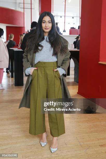 Actress Nausheen Shah attends the Paul Andrew presentation during New York Fashion Week: The Shows at Ramscale Studio on February 9, 2018 in New York...