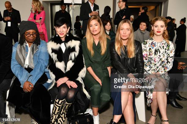 Whoopi Goldberg, Amy Fine Collins, Doutzen Kroes, guest and Virginia Gardner attend the Jason Wu front row during New York Fashion Week: The Shows at...