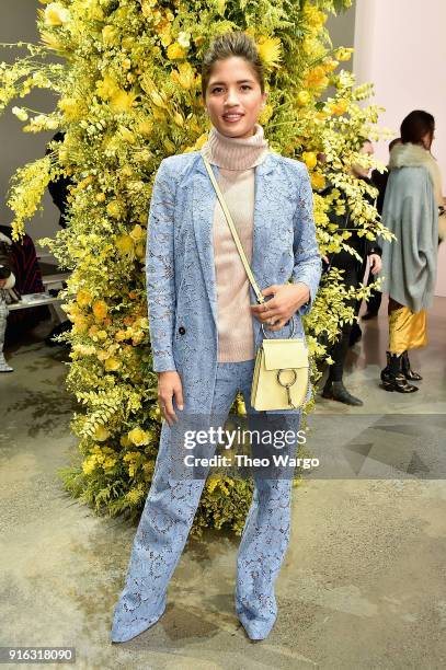 Rocky Barnes attends the Jason Wu front row during New York Fashion Week: The Shows at Gallery I at Spring Studios on February 9, 2018 in New York...