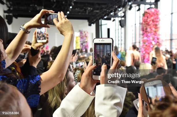 View of atmosphere at the Jason Wu front row during New York Fashion Week: The Shows at Gallery I at Spring Studios on February 9, 2018 in New York...