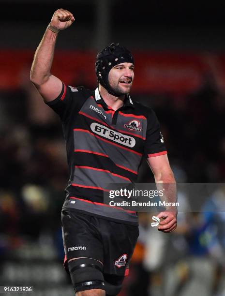 Edinburgh , United Kingdom - 9 February 2018; Fraser McKenzie of Edinburgh celebrates after the Guinness PRO14 Round 14 match between Edinburgh Rugby...