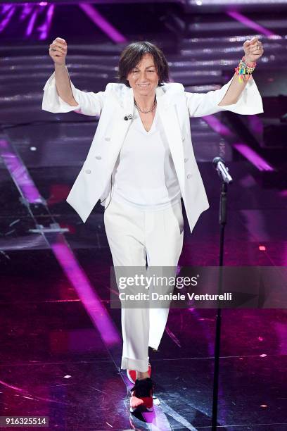 Gianna Nannini attends the fourth night of the 68. Sanremo Music Festival on February 9, 2018 in Sanremo, Italy.