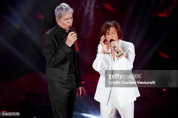 Claudio Baglioni and Gianna Nannini attend the fourth night of the 68. Sanremo Music Festival on February 9, 2018 in Sanremo, Italy.