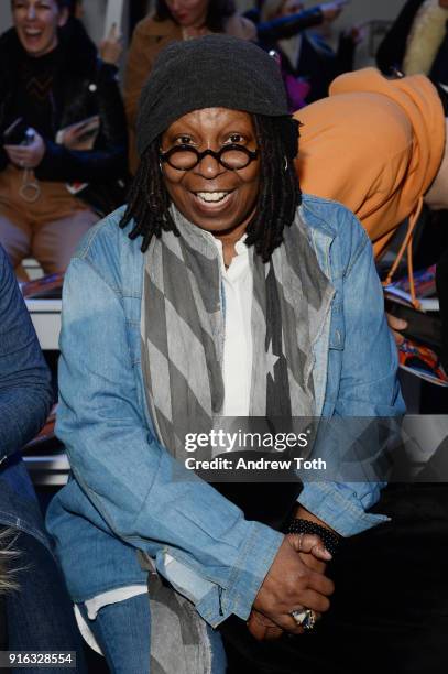 Whoopi Goldberg attends the Chromat AW18 front row during New York Fashion Week at Industria Studios on February 9, 2018 in New York City.