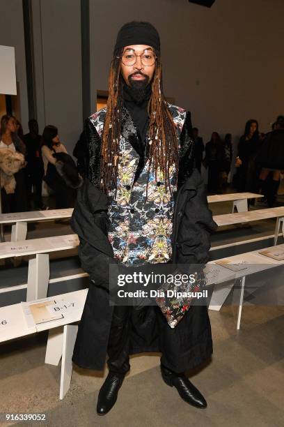 Stylist Ty Hunter attends the Concept Korea front row during New York Fashion Week: The Shows at Gallery I at Spring Studios on February 9, 2018 in...