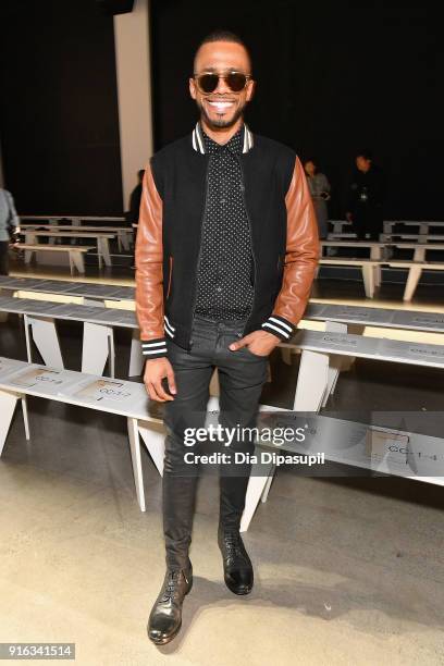 Actor Eric West attends the Concept Korea front row during New York Fashion Week: The Shows at Gallery I at Spring Studios on February 9, 2018 in New...