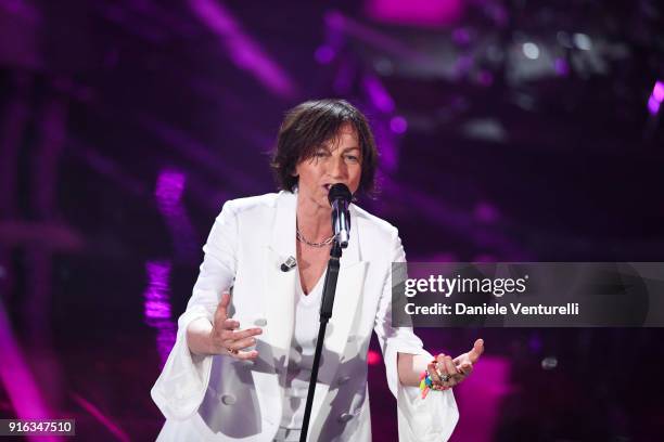 Gianna Nannini attends the fourth night of the 68. Sanremo Music Festival on February 9, 2018 in Sanremo, Italy.