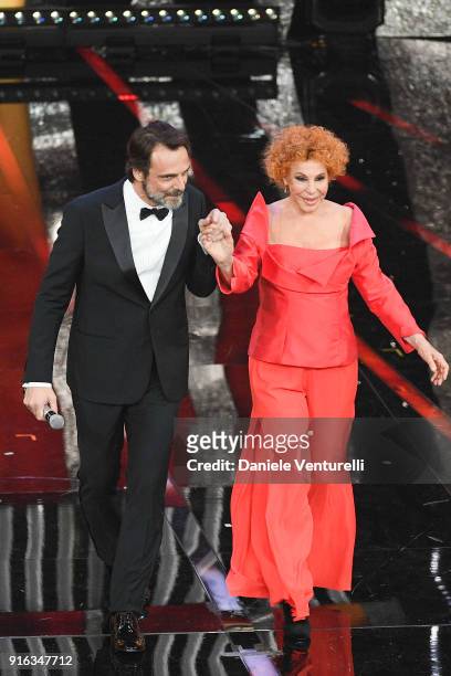 Alessandro Preziosi and Ornella Vanoni attend the fourth night of the 68. Sanremo Music Festival on February 9, 2018 in Sanremo, Italy.