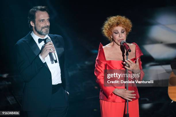 Alessandro Preziosi and Ornella Vanoni attend the fourth night of the 68. Sanremo Music Festival on February 9, 2018 in Sanremo, Italy.