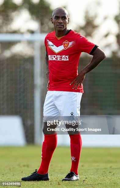 Luiz Muriqui of Meizhou Meixian looks on during the friendly match between IFK Goteborg and Meizhou Meixian at Pinatar Arena on February 9, 2018 in...