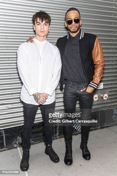 Actors Samuel Mancini and Eric West are seen arriving at the Concept Korea fashion show during New York Fashion Week: The Shows at Gallery I at...