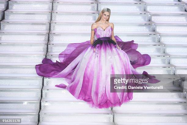 Michelle Hunziker attends the fourth night of the 68. Sanremo Music Festival on February 9, 2018 in Sanremo, Italy.