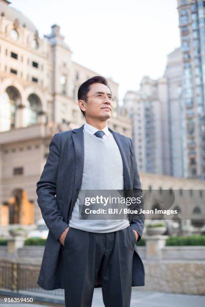 confident businessman looking at view - angel investor stock pictures, royalty-free photos & images