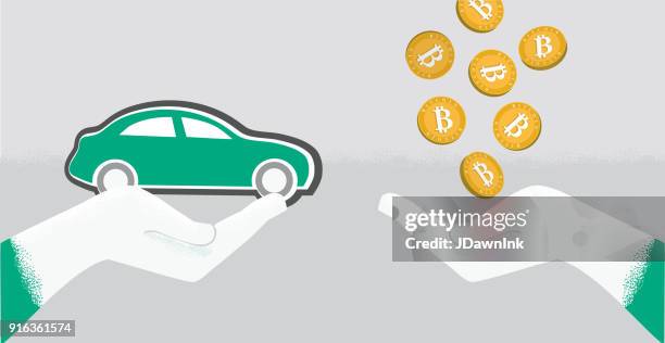 vector illustration of a car buying or payment concept - bitcoin stock illustrations