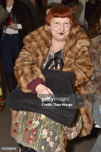 Vogue editor Lynn Yaeger attends the Matthew Adams Dolan front row during New York Fashion Week Presented by Made at Gallery II at Spring Studios on...