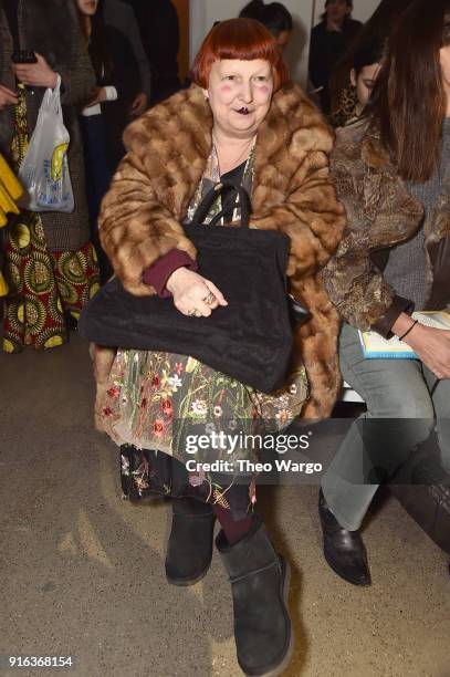 Vogue editor Lynn Yaeger attends the Matthew Adams Dolan front row during New York Fashion Week Presented by Made at Gallery II at Spring Studios on...