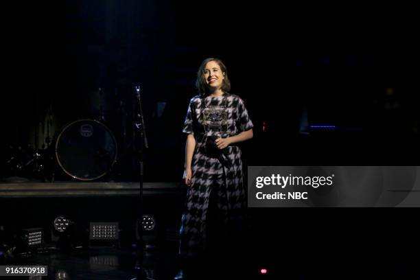 Episode 0820 -- Pictured: Musical Guest Alice Merton performs "No Roots" on February 9, 2018 --