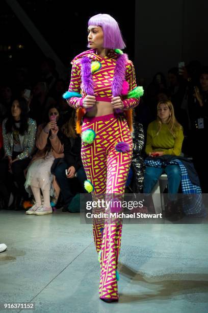 Gigi Hadid walks the runway during the Jeremy Scott fashion show during New York Fashion Week: The Shows at Gallery I at Spring Studios on February...