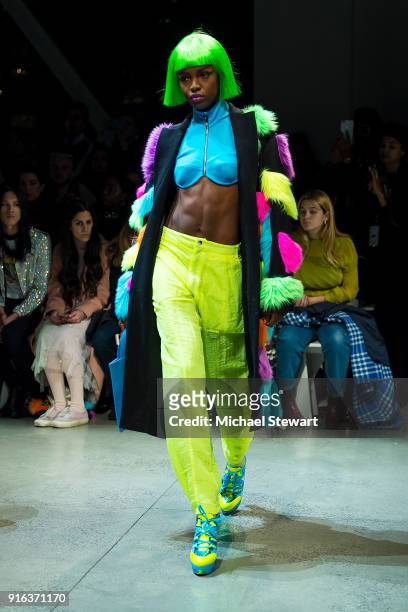Leomie Anderson walks the runway during the Jeremy Scott fashion show during New York Fashion Week: The Shows at Gallery I at Spring Studios on...