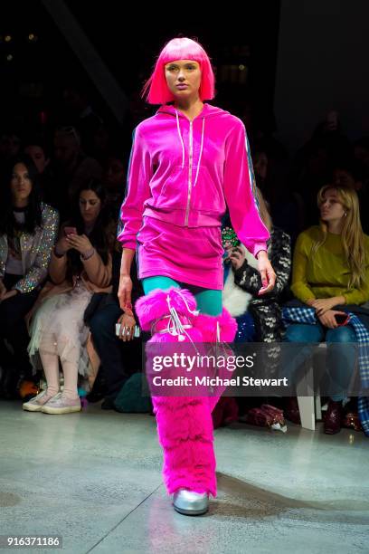 Romee Strijd walks the runway during the Jeremy Scott fashion show during New York Fashion Week: The Shows at Gallery I at Spring Studios on February...