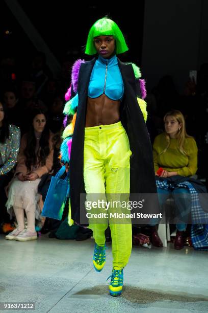 Leomie Anderson walks the runway during the Jeremy Scott fashion show during New York Fashion Week: The Shows at Gallery I at Spring Studios on...