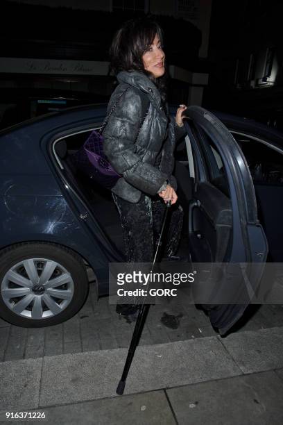 Nancy Dell'Ollio leaving Lou Lou's private club Mayfair on February 9, 2018 in London, England.