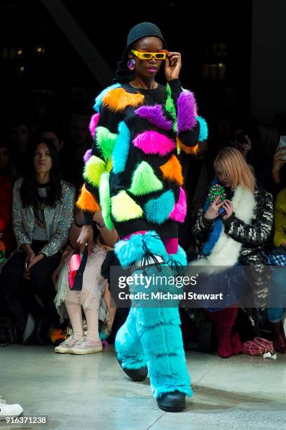 Maria Borges walks the runway during the Jeremy Scott fashion show during New York Fashion Week: The Shows at Gallery I at Spring Studios on February...