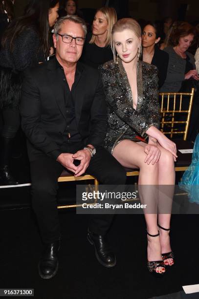 Architect Peter Cook and model Ireland Baldwin attend the NYFW Sherri Hill Runway Show on February 9, 2018 in New York City.