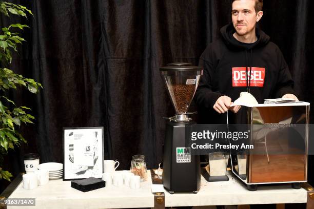 Coffee station at Diesel's opening of a real knock-off store on Canal Street during NY Fashion Week on February 9, 2018 in New York City.
