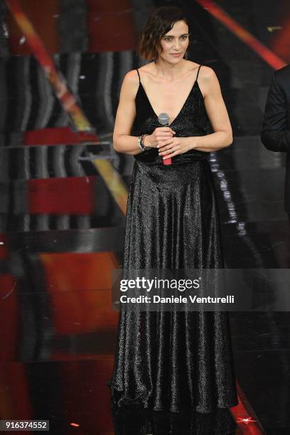 Anna Foglietta attends the fourth night of the 68. Sanremo Music Festival on February 9, 2018 in Sanremo, Italy.