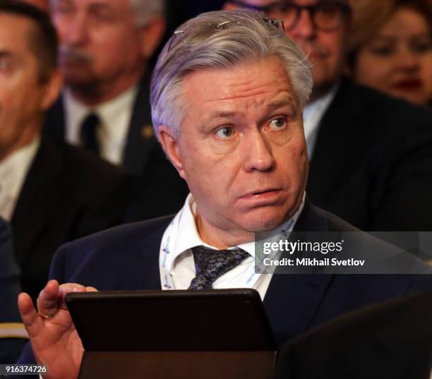 Russian businessman and billionaire, Surgutneztegaz President Vladimir Bogdanov attends the Congress of Russian Union of Industrialists and...