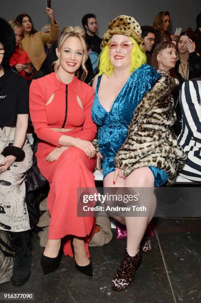 Actor Danielle Savre and guest attend the Chromat AW18 front row during New York Fashion Week at Industria Studios on February 9, 2018 in New York...