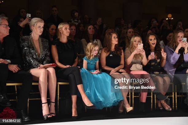 Peter Cook, Ireland Baldwin, Kristen Taekman, Lucy Jenkins, Cara Mund, Torri Webster and Madison Pettis attend the NYFW Sherri Hill Runway Show on...